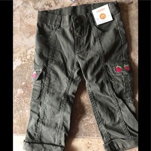 Gymboree 3 T NWT olive pants with embroidery